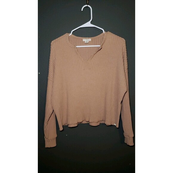 Billabong Essentials 'So Easy' Ribbed Top Size Medium Light Brown Long Sleeve - Picture 4 of 9